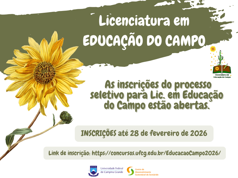 CDSA oferece 50 vagas para Licenciatura Interdisciplinar em Educação do Campo